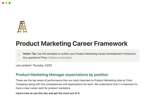 Product Marketing Career Framework (Ladder)