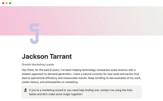 Marketing Portfolio Template